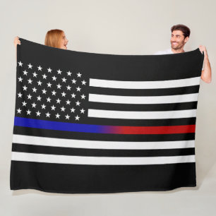 Thin Blue/Red Line Flag Fleece Blanket
