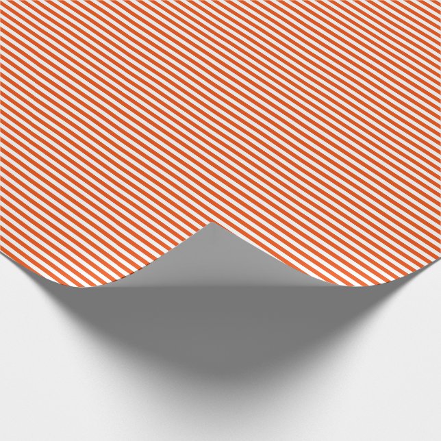 Thin Bright Orange and White Stripes Wrapping Paper (Corner)