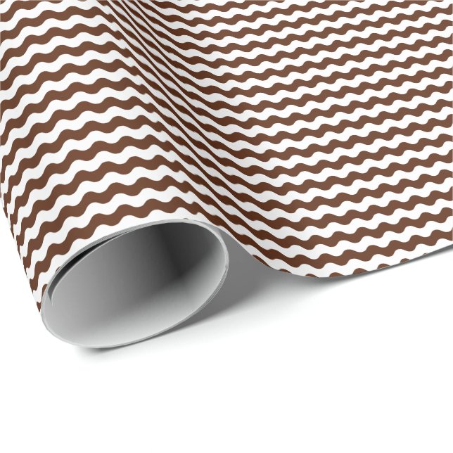 Thin Brown and White Waves Wrapping Paper (Roll Corner)