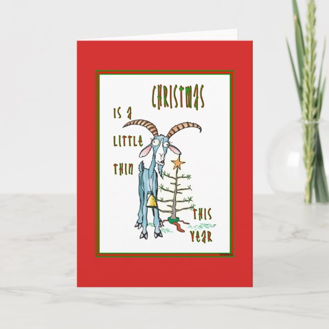 Thin Christmas Funny Goat Holiday Card (Front)