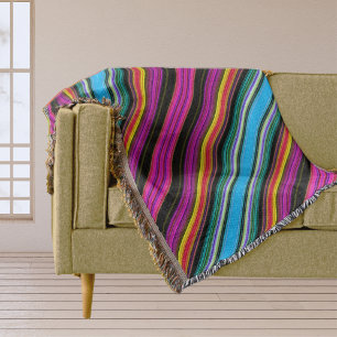 Thin Colourful Diagonal Stripes - 2 Throw Blanket
