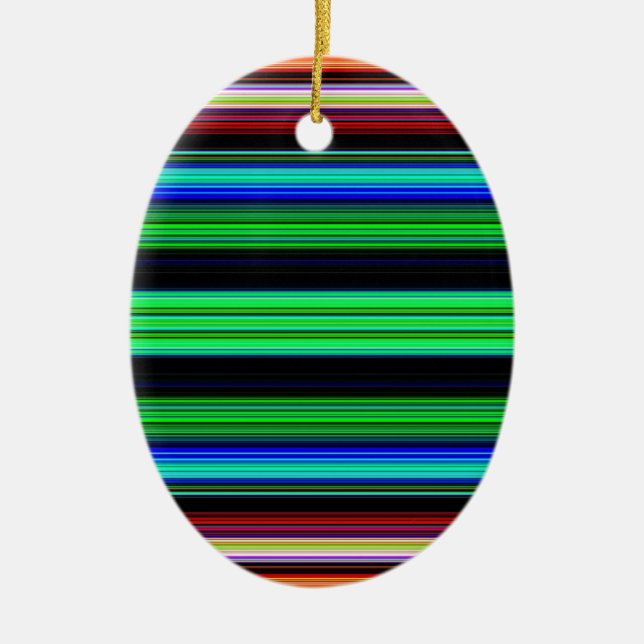 Thin Colourful Stripes - 1 Ceramic Tree Decoration (Front)