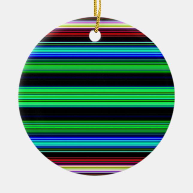 Thin Colourful Stripes - 1 Ceramic Tree Decoration (Front)
