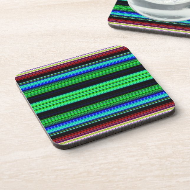 Thin Colourful Stripes - 1 Coaster (Left Side)