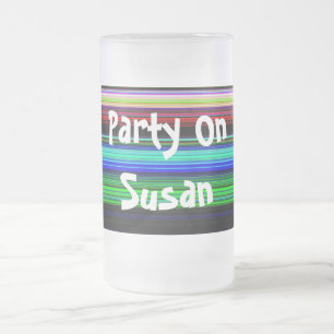 Thin Colourful Stripes - 1 Frosted Glass Beer Mug