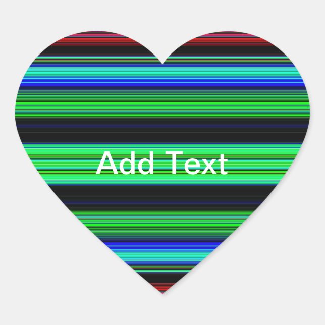 Thin Colourful Stripes - 1 Heart Sticker (Front)