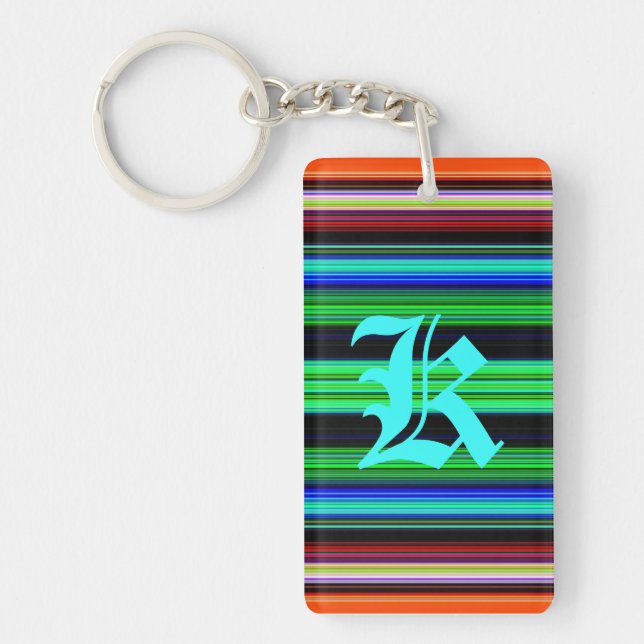 Thin Colourful Stripes - 1 Key Ring (Front)