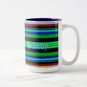 Thin Colourful Stripes - 1 Two-Tone Coffee Mug