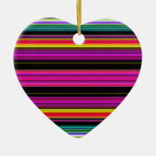Thin Colourful Stripes - 2 Ceramic Tree Decoration
