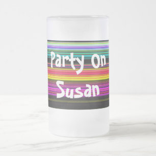 Thin Colourful Stripes - 2 Frosted Glass Beer Mug