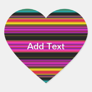 Thin Colourful Stripes - 2 Heart Sticker