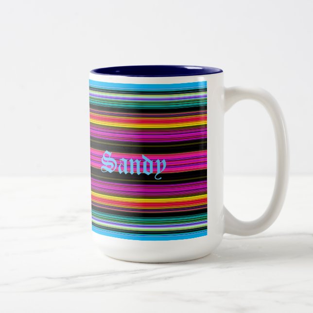 Thin Colourful Stripes - 2 Two-Tone Coffee Mug (Right)