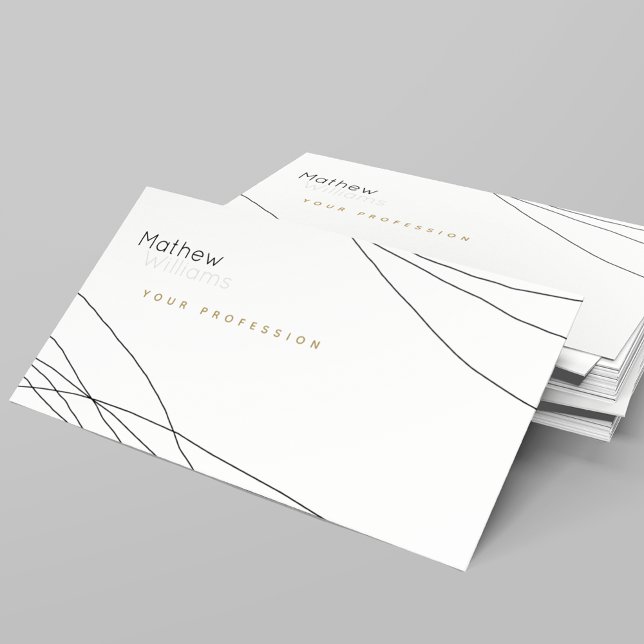 thin curved lines on an elegant white business card (Creator Uploaded)