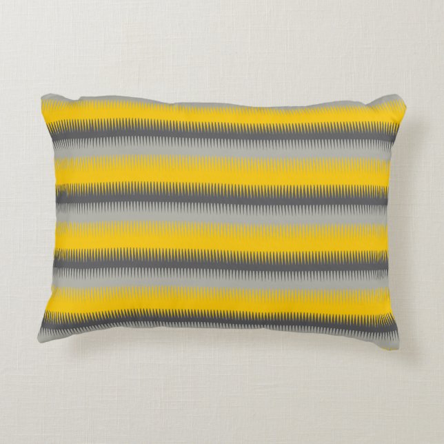Thin dogtooth pattern yellow grey pillow (Back)