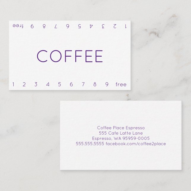 Thin Double Number Loyalty Coffee Punch-Card (Front/Back)