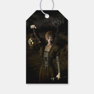 Thin female carrying lamp gift tags