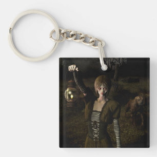 Thin female carrying lamp key ring
