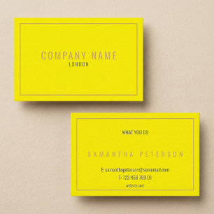 Thin gold border neon yellow business card