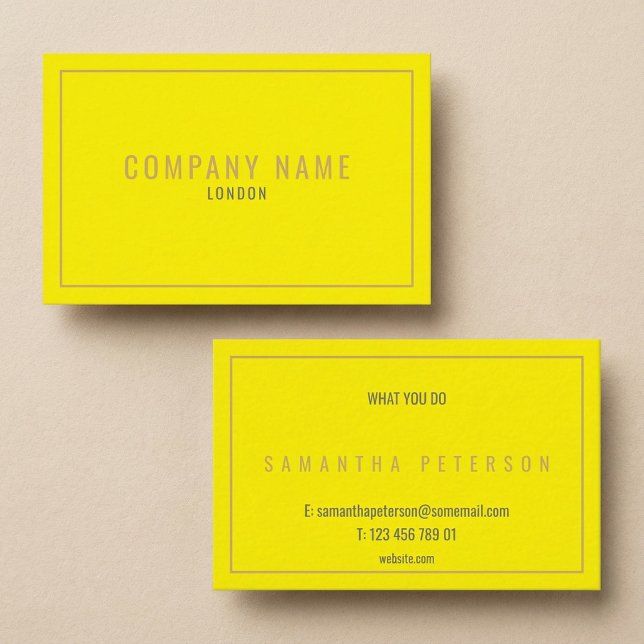 Thin gold border neon yellow business card (Thin gold border neon yellow business card.)