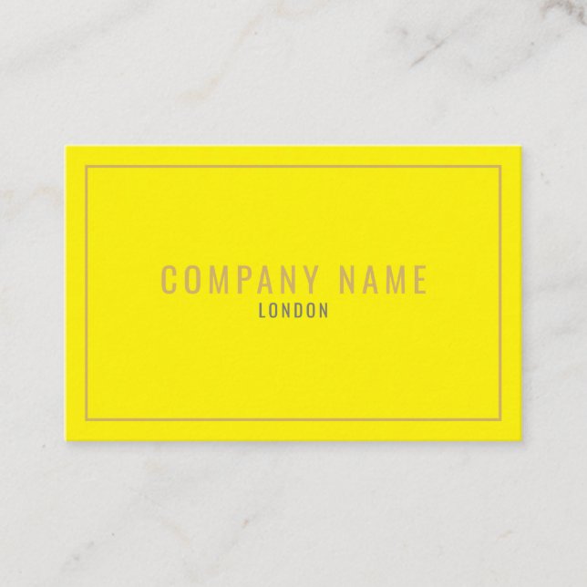 Thin gold border neon yellow business card (Front)