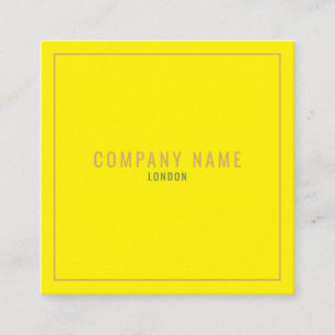 Thin gold border neon yellow square business card
