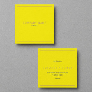 Thin gold border neon yellow square business card