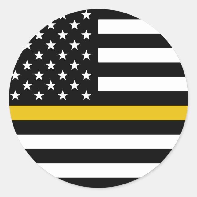 Thin Gold Line American Flag Classic Round Sticker (Front)