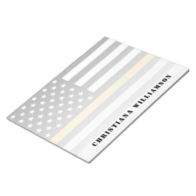 Thin Gold Line Flag 911 Dispatcher Appreciation Notepad (Angled)