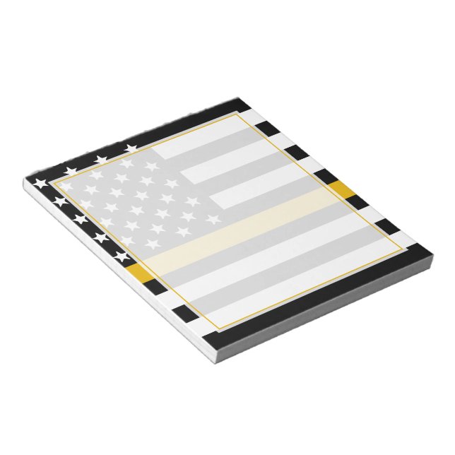Thin Gold Line Flag 911 Emergency Dispatcher  Notepad (Angled)
