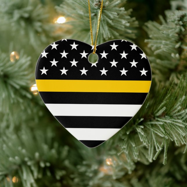 Thin Gold Line Flag (United States) Ceramic Tree Decoration (Tree)