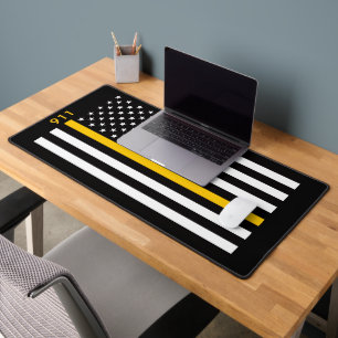 Thin Gold Line Flag (United States) Desk Mat