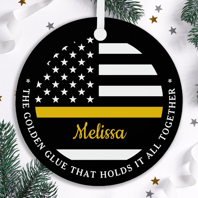 Thin Gold Line Golden Glue 911 Dispatcher  Metal Tree Decoration (Creator Uploaded)