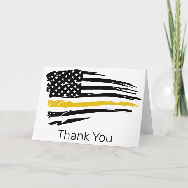 Thin Gold Line Police 911 Dispatcher Thank You Card (Front)