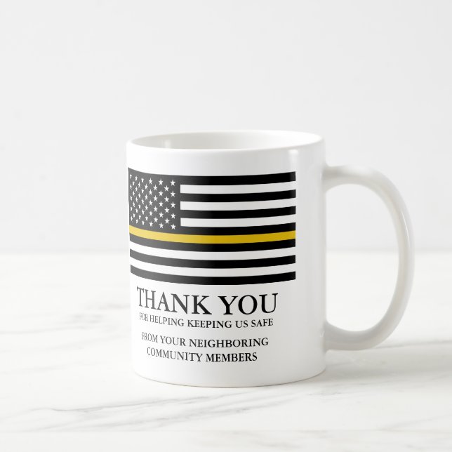 Thin Gold Line | Police Dispatch Custom Thank You Coffee Mug (Right)