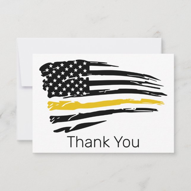 Thin Gold Line Police Emergency 911 Dispatcher  Thank You Card (Front)