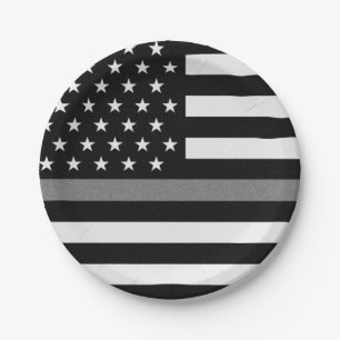 Thin Gray Line Flag Paper Plate