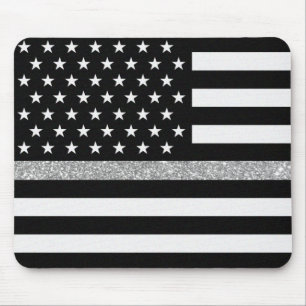 Thin Gray Line Glitter Mouse Mat