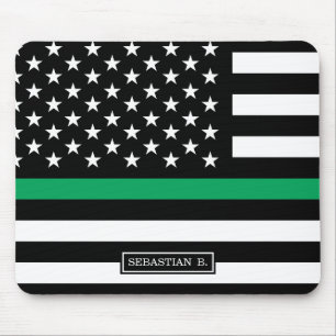 Thin Green Line American Flag Mouse Mat