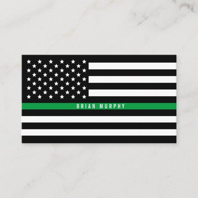 Thin Green Line American Flag Professional Business Card (Front)