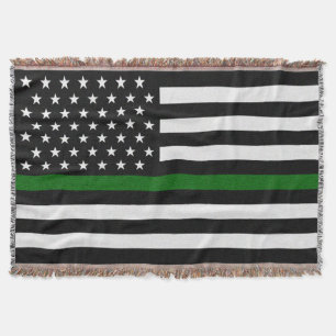 Thin Green Line Border Ptl/Park Rngr/Animal Cntl Throw Blanket