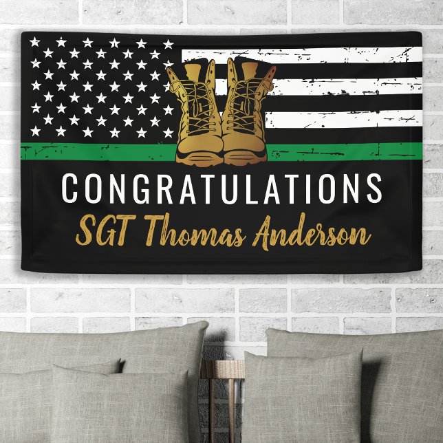 Thin Green Line Custom Army Military Retirement Banner (Creator Uploaded)