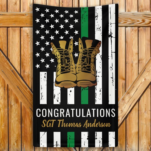 Thin Green Line Custom Military Army Retirement Banner (Creator Uploaded)