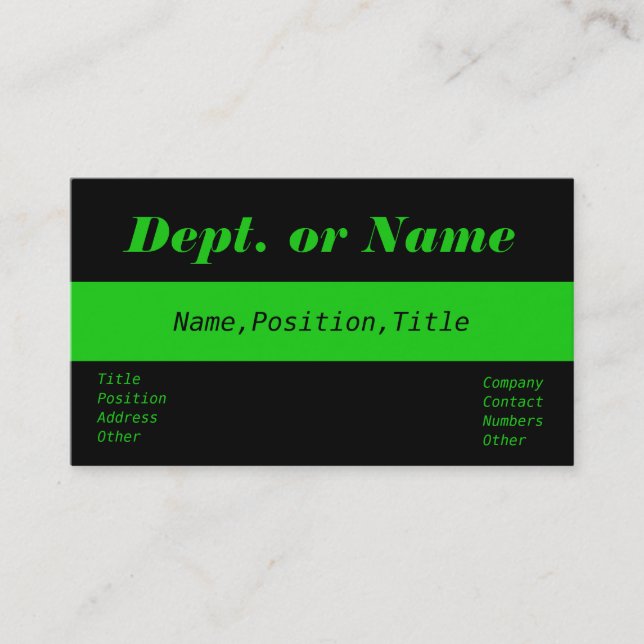 Thin Green Line-Doc,Nurse,Medic Business Card (Front)