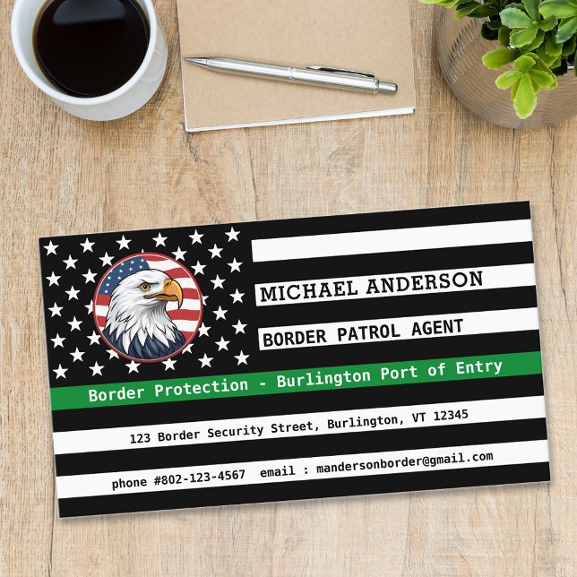 Thin Green Line Flag Custom Border Patrol Agent Business Card (Creator Uploaded)