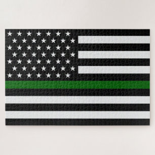 Thin Green Line Flag Jigsaw Puzzle