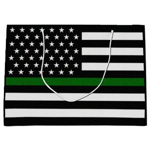 Thin Green Line Flag Large Gift Bag