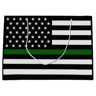 Thin Green Line Flag Large Gift Bag
