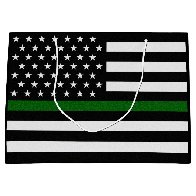 Thin Green Line Flag Large Gift Bag (Front)
