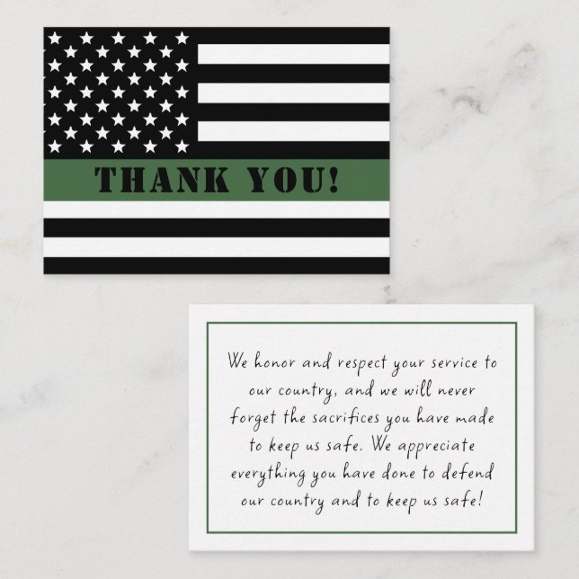 Thin Green Line Flag Military Appreciation Card (Front/Back)