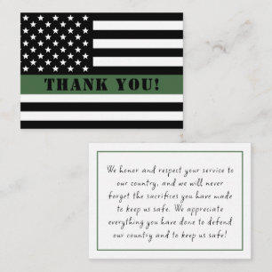 Thin Green Line Flag Military Appreciation Card